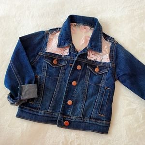 Toddler girl's denim jacket with flower lace 6T
